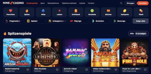 nine casino promo code